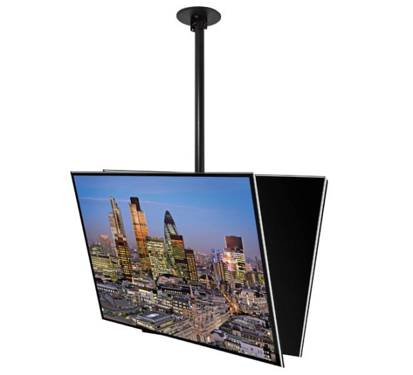 Потолочный кронштейн для двух плазменных или ЖК-панелей до 65'', регулировка угла наклона, длина 1 м, цвет черный Потолочный кронштейн для двух плазменных или ЖК-панелей до 65'', регулировка угла наклона, длина 1 м, цвет черный