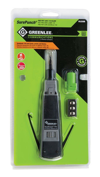 Greenlee SurePunch Pro PDT (PT-3596) - ударный инструмент для расшивки кабеля на кросс с лезвием 110 и фонариком Greenlee SurePunch Pro PDT (PT-3596) - ударный инструмент для расшивки кабеля на кросс с лезвием 110 и фонариком