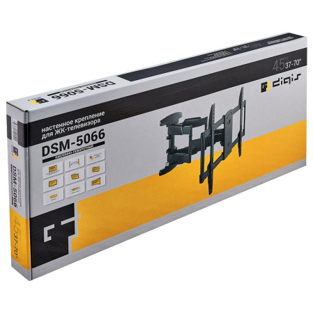 Кронштейн поворотно-выдвижной Digis для плоских или изогнутых ТВ 37"-70", 2x2 колена, VESA макс. 600x400мм, до 45кг Кронштейн поворотно-выдвижной Digis для плоских или изогнутых ТВ 37"-70", 2x2 колена, VESA макс. 600x400мм, до 45кг