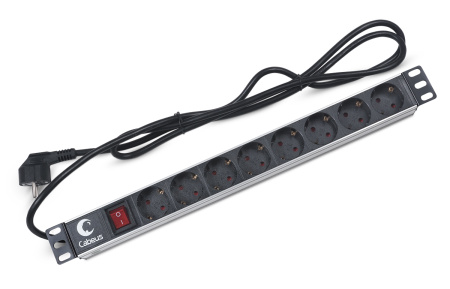 Cabeus, PDU-8P-2EU, блок евророзеток для 19" шкафов, горизонтальный, 8 розеток, 16 A, выключатель, шнур 2м, алюминиевый корпус, немецкий стандарт Cabeus, PDU-8P-2EU, блок евророзеток для 19" шкафов, горизонтальный, 8 розеток, 16 A, выключатель, шнур 2м, алюминиевый корпус, немецкий стандарт