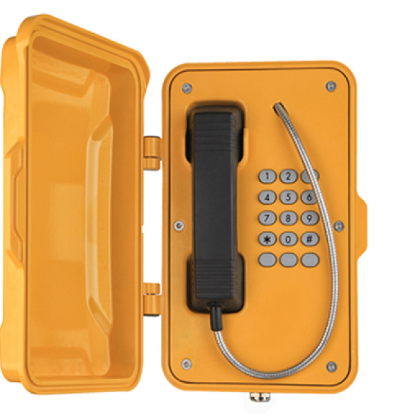 JR101-FK-Y-SIP, промышленный IP-телефон, клавиатура, PoE, без БП, с крышкой, желтый