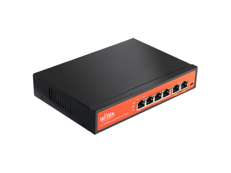 Wi-Tek WI-PS205 (v4), коммутатор неуправляемый PoE 65Вт, порты 4PoE