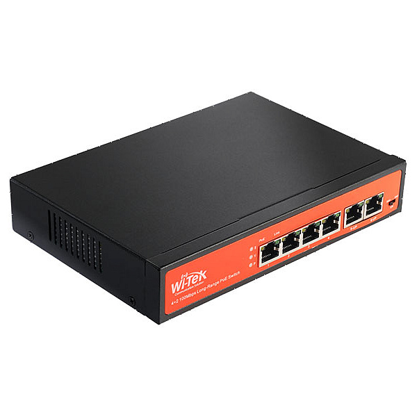 Wi-Tek WI-PS205 (v4), коммутатор неуправляемый PoE 65Вт, порты 4PoE