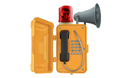 J&R JR101-FK-Y-HB-SIP , промышленный IP-телефон с крышкой, проблесковым маячком, громкоговорителем, DC 5V или PoE, 2 SIP аккаунта  