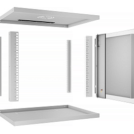 Cabeus, WSC-05D-9U55/45, шкаф телекоммуникационный настенный 19" 9U, серия LIGHT разборный, дверь стекло, цвет серый