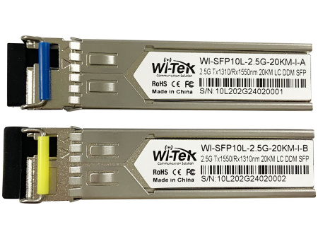 WI-TEK WI-SFP10L-2.5G-20KM-I, промышленный оптический модуль SFP