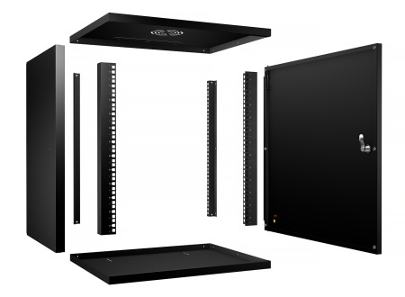 Cabeus, WSC-05D-12U55/45m-BK, шкаф телекоммуникационный настенный 19" 12U, серия LIGHT разборный, дверь металл, цвет черный