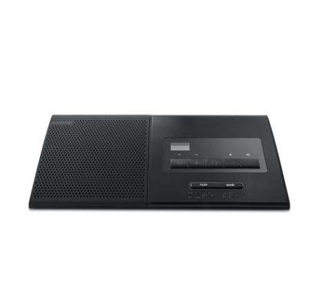 Настольный микрофонный пульт с громкоговорителем, считывателем ID-карт, селектором каналов и с 5 кнопками для голосования