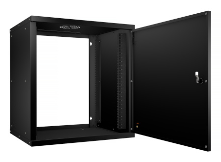 Cabeus, WSC-05D-12U55/45m-BK, шкаф телекоммуникационный настенный 19" 12U, серия LIGHT разборный, дверь металл, цвет черный