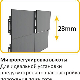 Для видеостен для панелей 43"-70", VESA макс. 600x400мм, до 70кг, микрорегулировки. Сервисное положение - POP-OUT + наклон.