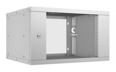 Cabeus, WSC-05D-6U55/45, шкаф телекоммуникационный настенный 19" 6U, серия LIGHT разборный, дверь стекло, цвет серый