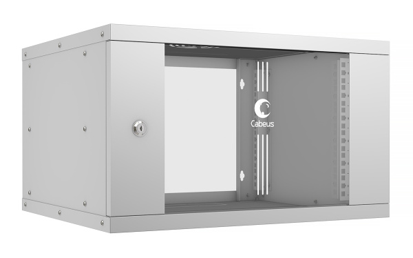 Cabeus, WSC-05D-6U55/45, шкаф телекоммуникационный настенный 19" 6U, серия LIGHT разборный, дверь стекло, цвет серый