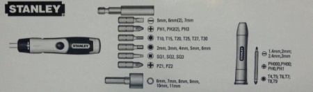 Stanley 0-63-038 НАБОР С ОТВЕРТКОЙ С ХРАПОВЫМ МЕХАНИЗМОМ И ВСТАВКАМИ (40 ПРЕДМЕТОВ)
