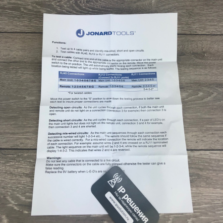 Jonard MCT-468 - кабельный тестер для модульных разъемов RJ11, RJ12, RJ45 Jonard MCT-468 - кабельный тестер для модульных разъемов RJ11, RJ12, RJ45