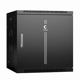 Cabeus, SH-05F-12U60/45m-R-BK, шкаф телекоммуникационный настенный разобранный 19" 12U 600x450x635mm (ШхГхВ) дверь металл, цвет черный (RAL 9004)