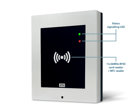 2N Access Unit - RFID считыватель 13.56 МГц, реле, WEB-интерфейс, питание 12В/PoE, защита IP54, NFC (опция)