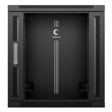 Cabeus, SH-05F-6U60/35-BK, шкаф телекоммуникационный настенный 19" 6U 600x350x368mm (ШхГхВ) дверь стекло, цвет черный (RAL 9004)