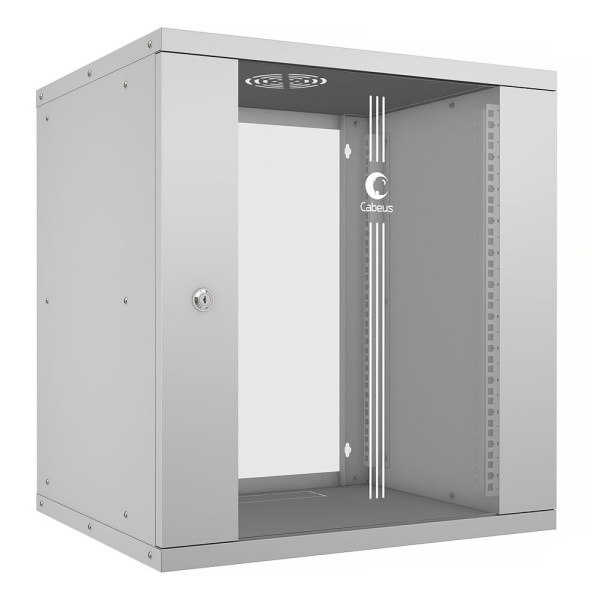 Cabeus, WSC-05D-12U55/45, шкаф телекоммуникационный настенный 19" 12U, серия LIGHT разборный, дверь стекло, цвет серый Cabeus, WSC-05D-12U55/45, шкаф телекоммуникационный настенный 19" 12U, серия LIGHT разборный, дверь стекло, цвет серый