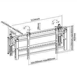 Для видеостен для панелей 55"-90", VESA макс. 800x400мм, до 70кг, микрорегулировки. Сервисное положение - POP-OUT + наклон.