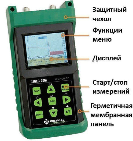 Greenlee 930XC-20C - оптический рефлектометр (1310/1550нм) с функцией оптического тестера и визуализатора повреждений, UPC/FC Greenlee 930XC-20C - оптический рефлектометр (1310/1550нм) с функцией оптического тестера и визуализатора повреждений, UPC/FC