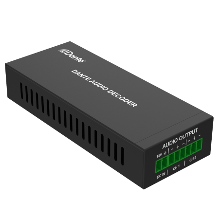 Prestel ADP-2O, 2-канальный аналоговый аудиодекодер Dante® с POE 