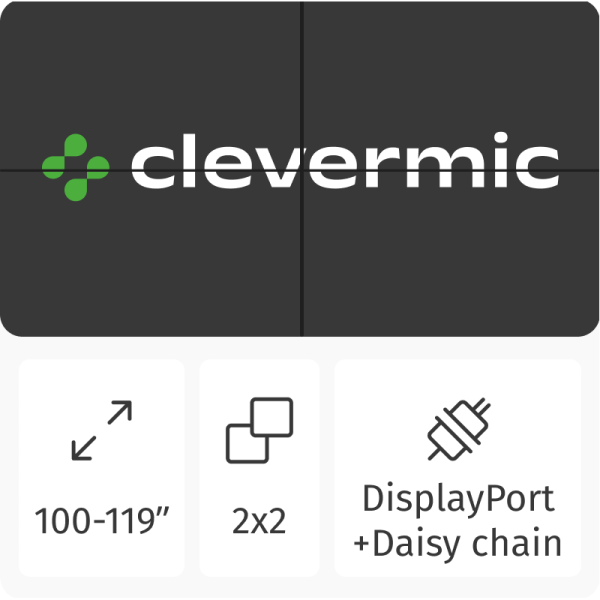 Видеостена 2x2 CleverMic DP-W55-0.88-500 110" Видеостена 2x2 CleverMic DP-W55-0.88-500 110"