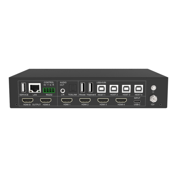 Prestel SWU-4K42MVS, бесподрывный коммутатор 4xHDMI 2.0 и USB-C в 2 HDMI 2.0