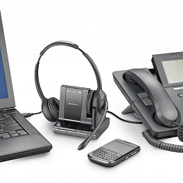 Plantronics W720M, Savi (Over-the-head) — беспроводная (DECT) система для компьютера, мобильного и стационарного телефона, оптимизирована для Microsoft Office Communicator и Lync