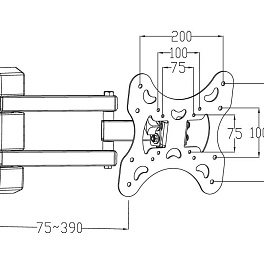Для ТВ и панелей 23"-39", VESA макс. 200x200мм, до 35кг, 2 колена.