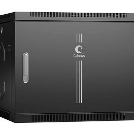 Cabeus, SH-05F-9U60/60m-BK, шкаф телекоммуникационный настенный 19" 9U 600x600x501mm (ШхГхВ) дверь металл, цвет черный (RAL 9004)
