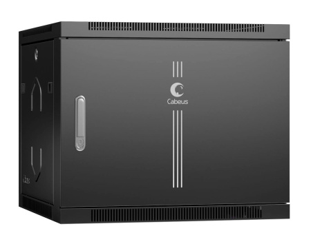 Cabeus, SH-05F-9U60/45m-BK, шкаф телекоммуникационный настенный 19" 9U 600x450x501mm (ШхГхВ) дверь металл, цвет черный (RAL 9004)