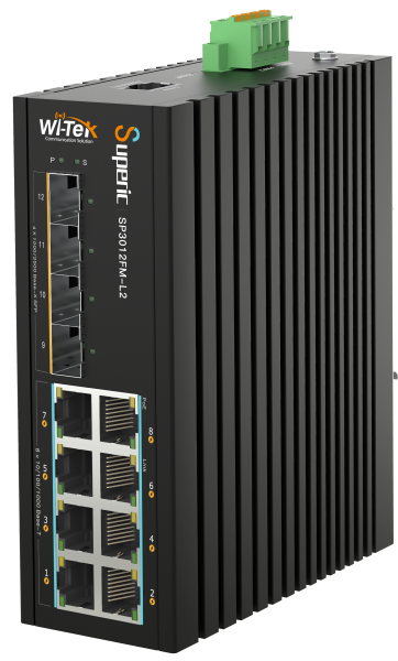 WI-TEK Superic SP3012FM-l2 v2, промышленный управляемый коммутатор PoE