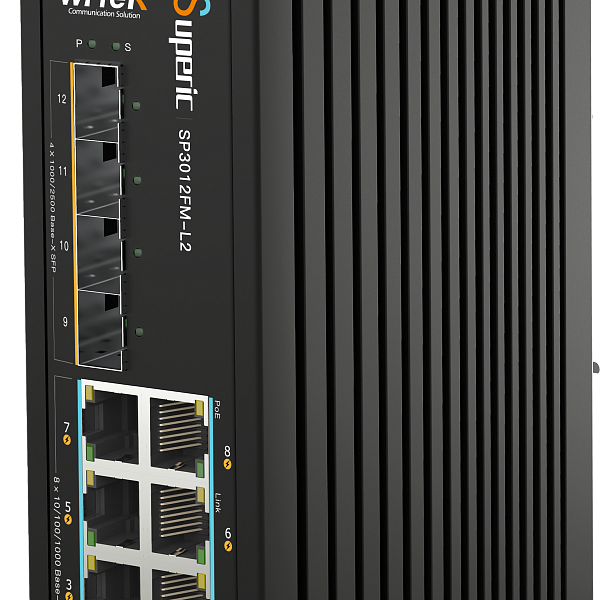 WI-TEK Superic SP3012FM-l2 v2, промышленный управляемый коммутатор PoE