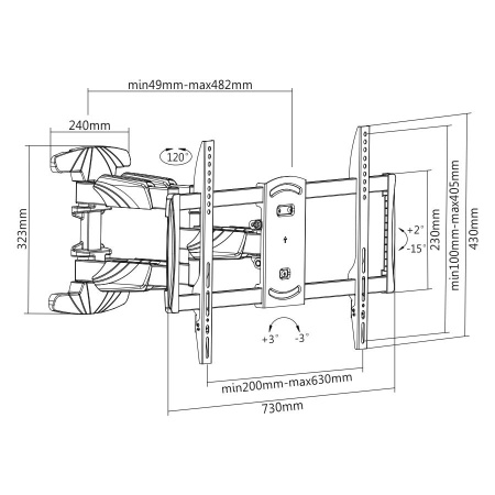 Кронштейн поворотно-выдвижной Digis для плоских или изогнутых ТВ 37"-70", 2x2 колена, VESA макс. 600x400мм, до 45кг Кронштейн поворотно-выдвижной Digis для плоских или изогнутых ТВ 37"-70", 2x2 колена, VESA макс. 600x400мм, до 45кг