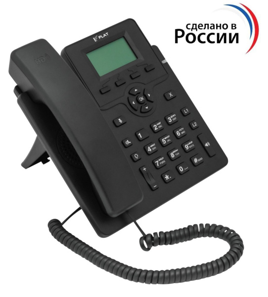 ФЛАТ-ПРО FLAT-PHONE C10, ip-телефон  (2 SIP-аккаунта, 2 порта 10/100BASE-T (RJ-45), ЖК-дисплей, PoE)