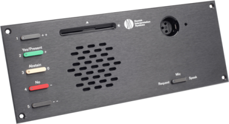 DIS DM 6620 F врезной микрофонный пульт делегата: 5 кнопок голосования, считыватель карт, черный цвет