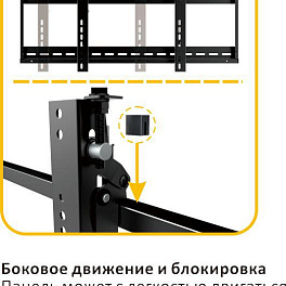 Для видеостен для панелей 43"-70", VESA макс. 600x400мм, до 70кг, микрорегулировки. Сервисное положение - POP-OUT + наклон.