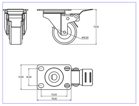 Cabeus, JF02, роликовая опора c тормозом для напольных шкафов серии SH-05C-, ND-05C- (1шт.)