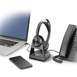 Poly Voyager Focus 2-M Office - беспроводная гарнитура для ПК, стационарного и мобильного телефона (Bluetooth, Hybrid ANC, базовая станция Office, USB-A, Microsoft Teams)