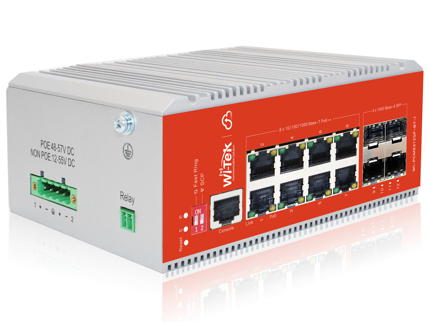 WI-TEK WI-PCMS312GF-BT-I, промышленный коммутатор