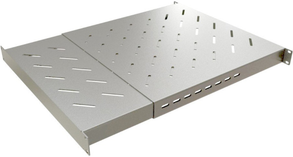 Cabeus, SH-J018-SS-600-100KG, полка 19" перфорированная глубиной 600-1000 мм для напольных шкафов и открытых стоек, усиленная до 100кг, цвет серый (RAL 7035)