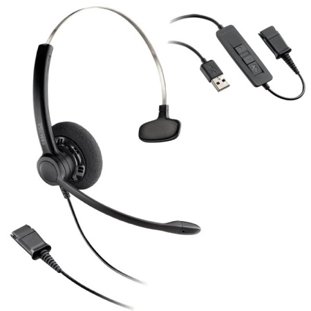 Комлект Plantronics SP11-QD/SP-USB, проводная гарнитура Practica в комплекте с USB-адаптером Комлект Plantronics SP11-QD/SP-USB, проводная гарнитура Practica в комплекте с USB-адаптером