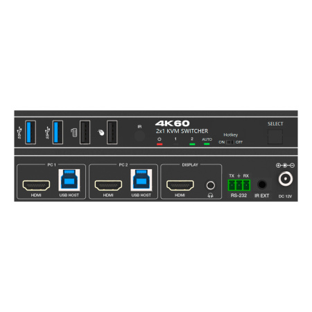 Prestel KVM-4KU3H21, KVM-переключатель 2x1 HDMI 2.0b USB 3.0