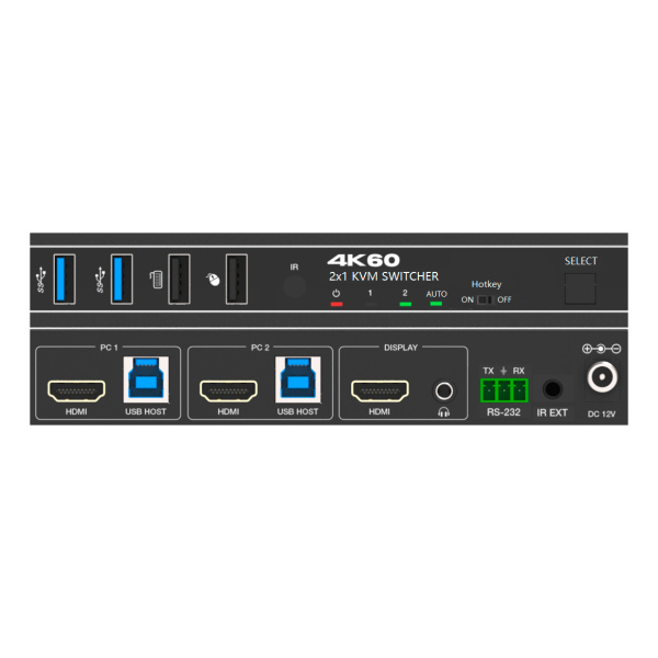 Prestel KVM-4KU3H21, KVM-переключатель 2x1 HDMI 2.0b USB 3.0