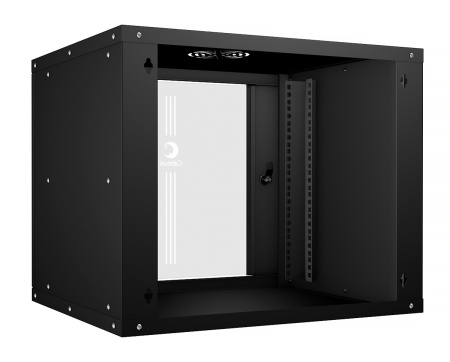 Cabeus, WSC-05D-9U55/45-BK, шкаф телекоммуникационный настенный 19" 9U, серия LIGHT разборный, дверь стекло, цвет черный