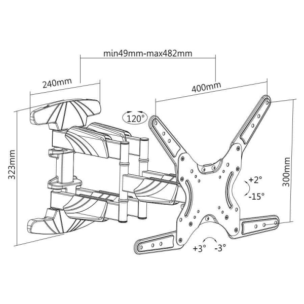 DSM-5046 крепление для изогнутых ТВ 23"-55", 2x2 колена, VESA макс. 400x400мм, до 30кг