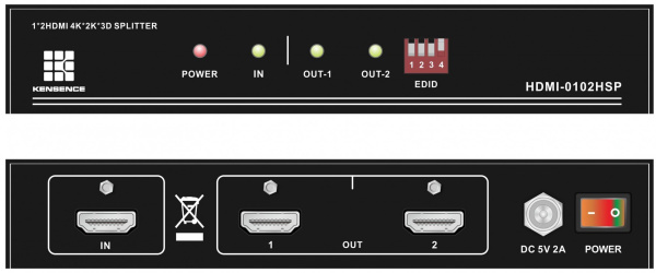 KENSENCE HDMI-0102HSP - Разветвитель сигнала HDMI 1 в 2, до 2K x 4K KENSENCE HDMI-0102HSP - Разветвитель сигнала HDMI 1 в 2, до 2K x 4K