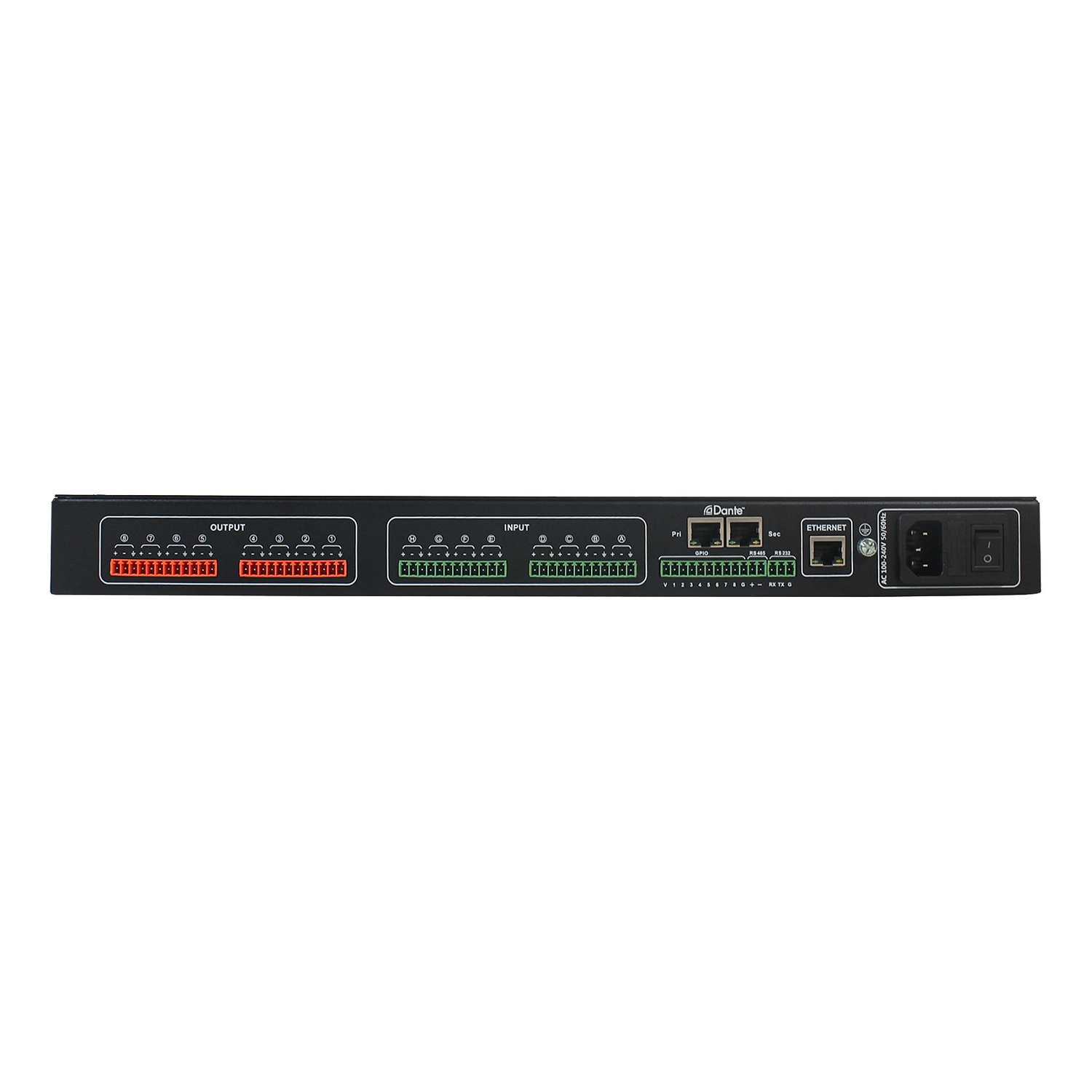 Prestel DSP-0808, Аудиопроцессор Dante и аналоговое аудио, 8x8 каналов