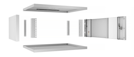 Cabeus, WSC-05D-4U55/45, шкаф телекоммуникационный настенный 19" 4U, серия LIGHT разборный, дверь стекло, цвет серый