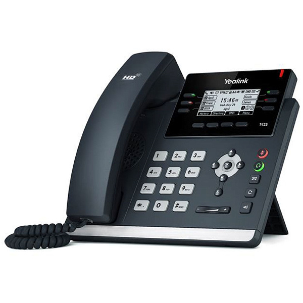 Yealink SIP-T42S, SIP-телефон, 3 линии, BLF, PoE, GigE (без блока питания в комплекте)